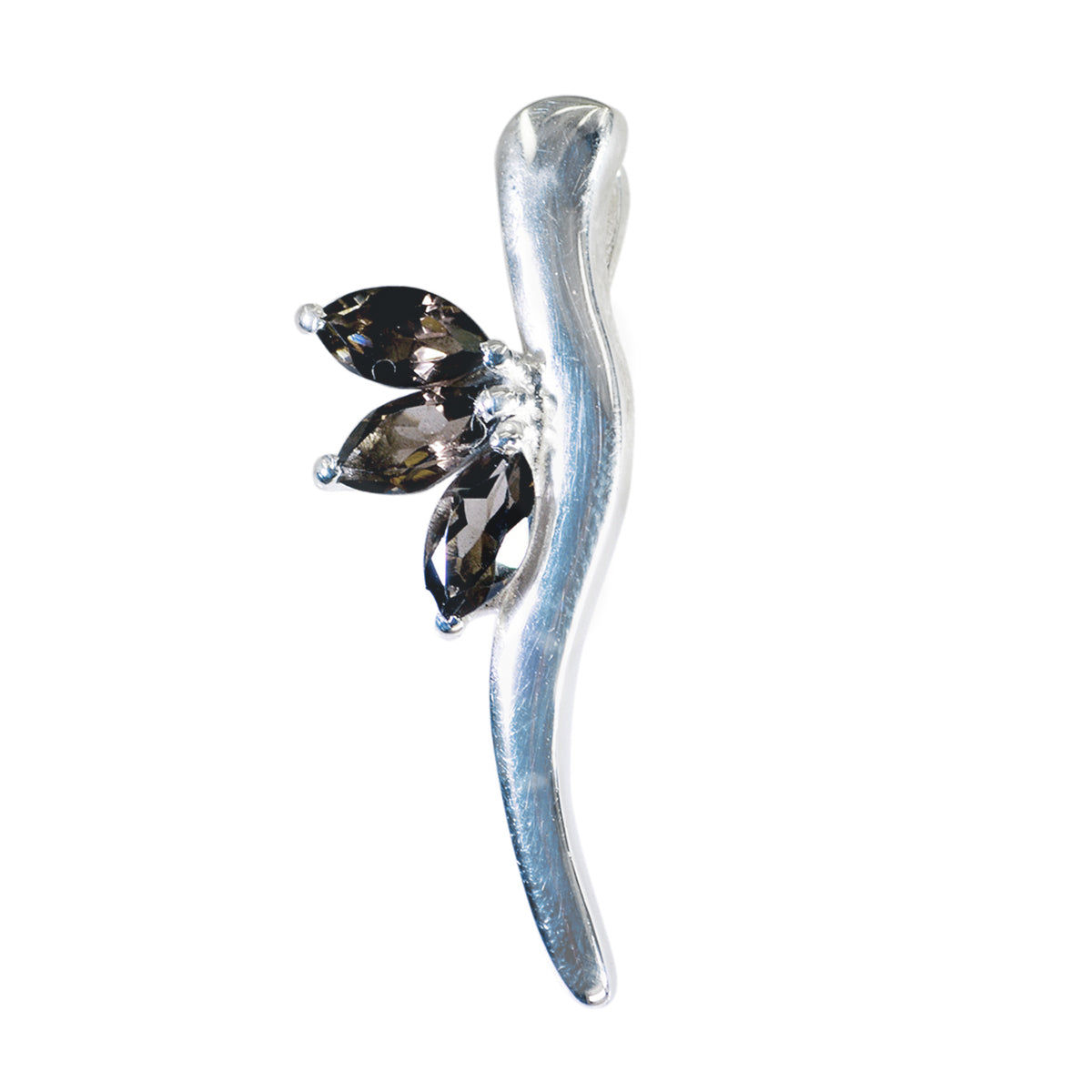 Smoky Quartz Featherlight Moroccan Sterling Silver Trilogy Brown Pendant