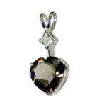 Smoky Quartz Dainty Latin American 92.5 Silver Toi et Moi Brown Pendant