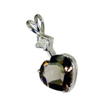 Smoky Quartz Dainty Latin American 92.5 Silver Toi et Moi Zoey wedding Brown Pendant Jewellery