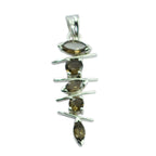 Smoky Quartz Tiny Egyptian 92.5 Silver Penta Brown Pendant
