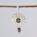Smoky Quartz Eye-catching Russian 92.5 Silver Toi et Moi Teresa Geometric Brown Pendant Jewellery