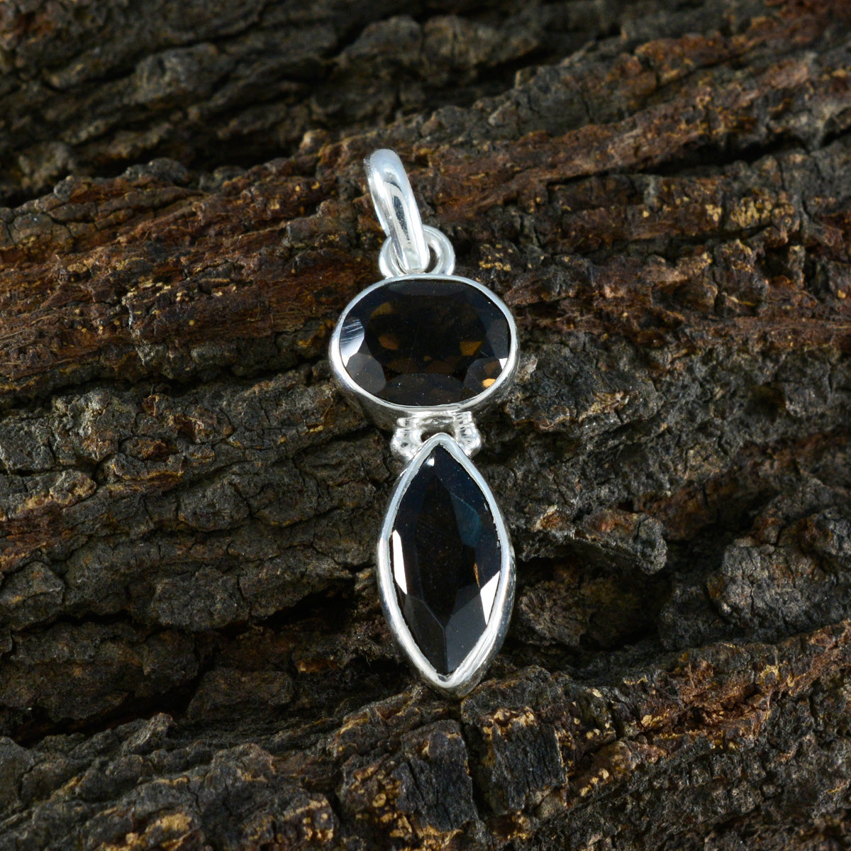 Smoky Quartz Whisper-thin American Sterling Silver Toi et Moi Hanna Love Brown Pendant Jewellery Второстепенное изображение товара