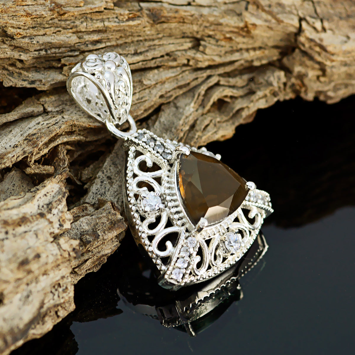 smoky quartz Eye-catching Australian 925 Silver multiple Clara Rope-Wire Brown Pendant Jewelry