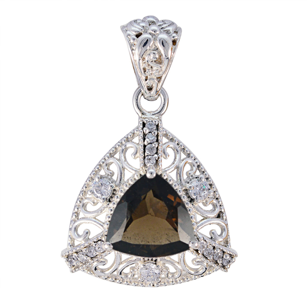 smoky quartz Eye-catching Australian 925 Silver multiple Brown Pendant