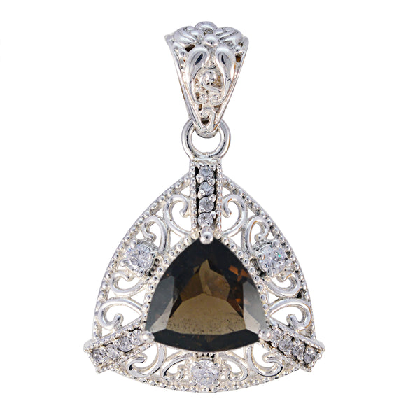 smoky quartz Eye-catching Australian 925 Silver multiple Brown Pendant