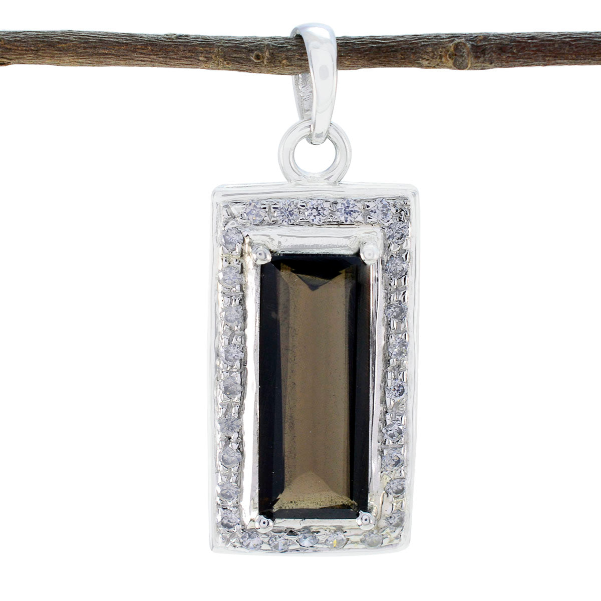 smoky quartz Versatile Indian Silver multiple Brown Pendant メイン画像