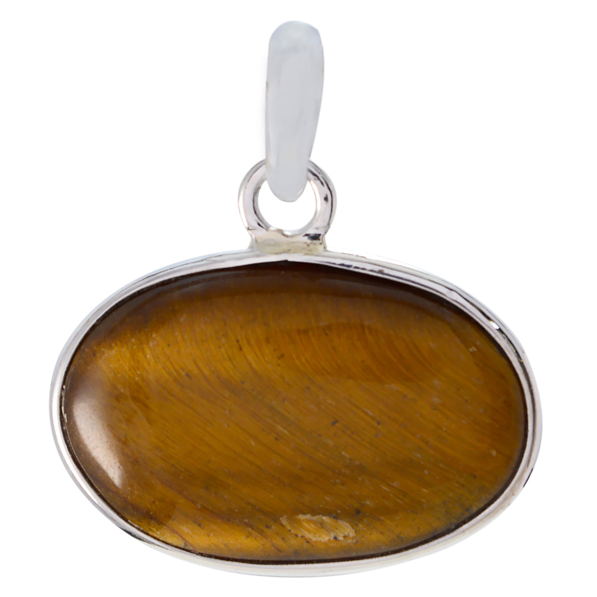 Tiger Eye Slim Egyptian 92.5 Silver Solitaire Brown Pendant