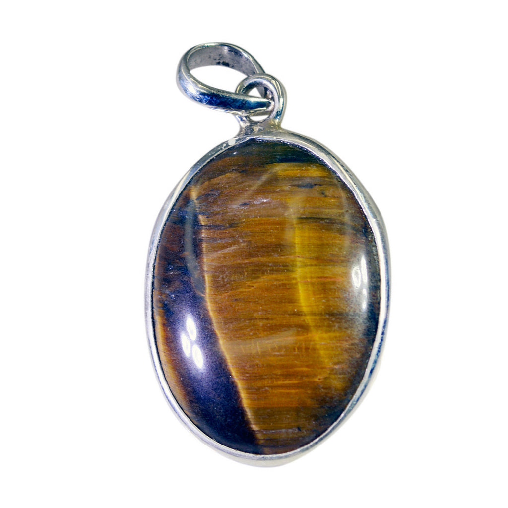Tiger Eye Featherlight American 92.5 Silver Solitaire Brown Pendant