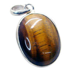 Tiger Eye Featherlight American 92.5 Silver Solitaire Violet Sophisticated Brown Pendant Jewellery