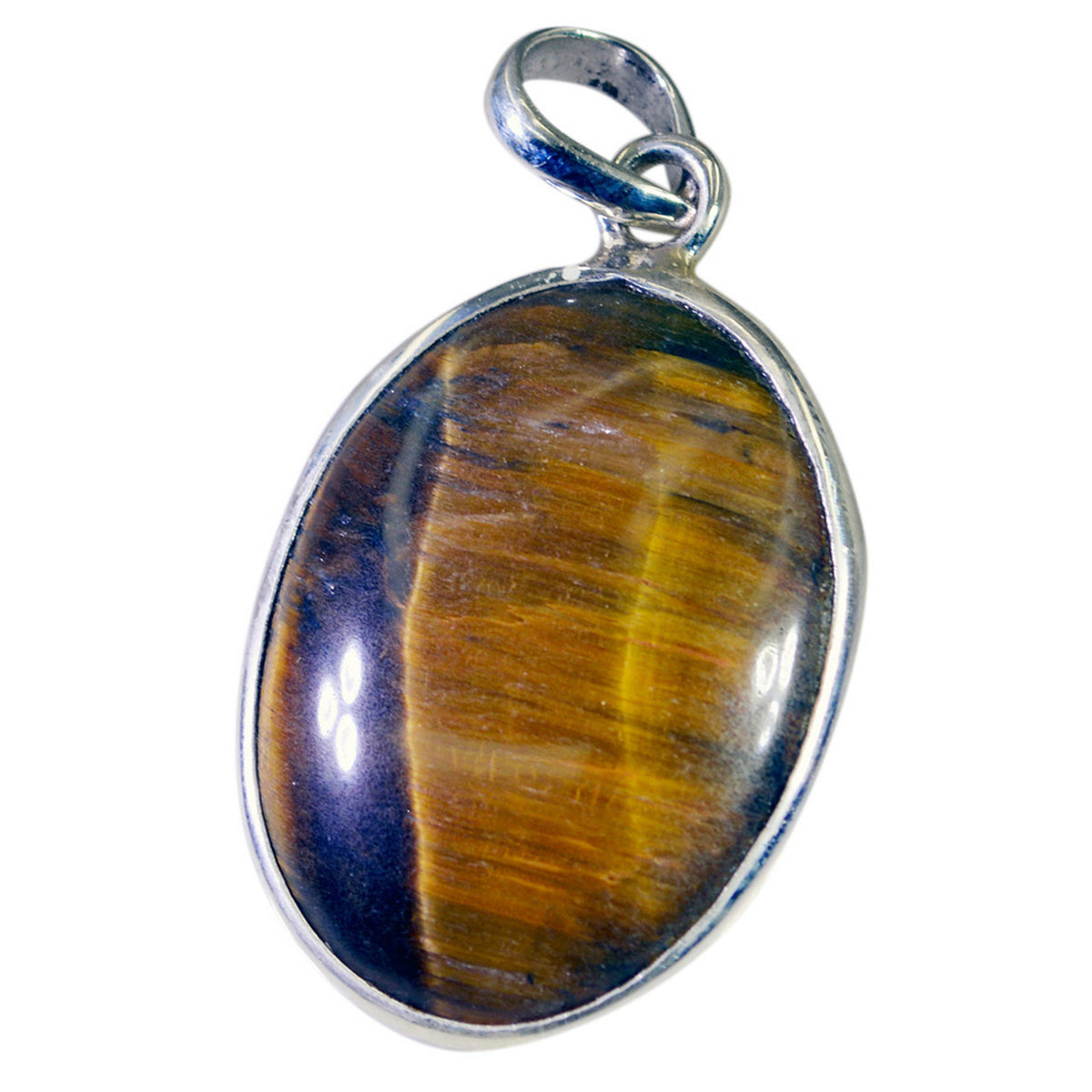 Tiger Eye Featherlight American 92.5 Silver Solitaire Violet Sophisticated Brown Pendant Jewellery