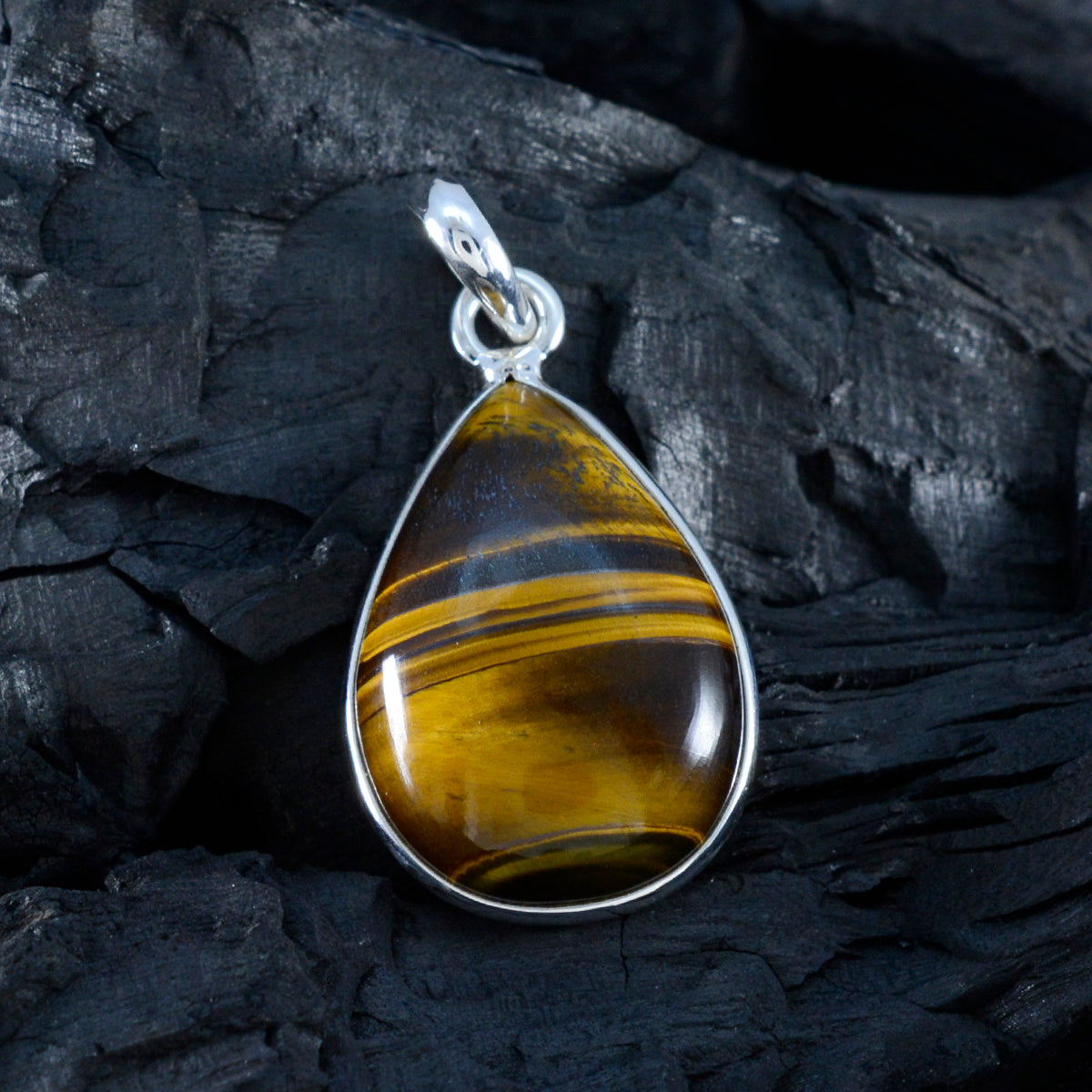Tiger Eye Essential Egyptian 92.5 Silver Solitaire Bianca Feminine Brown Pendant Jewellery
