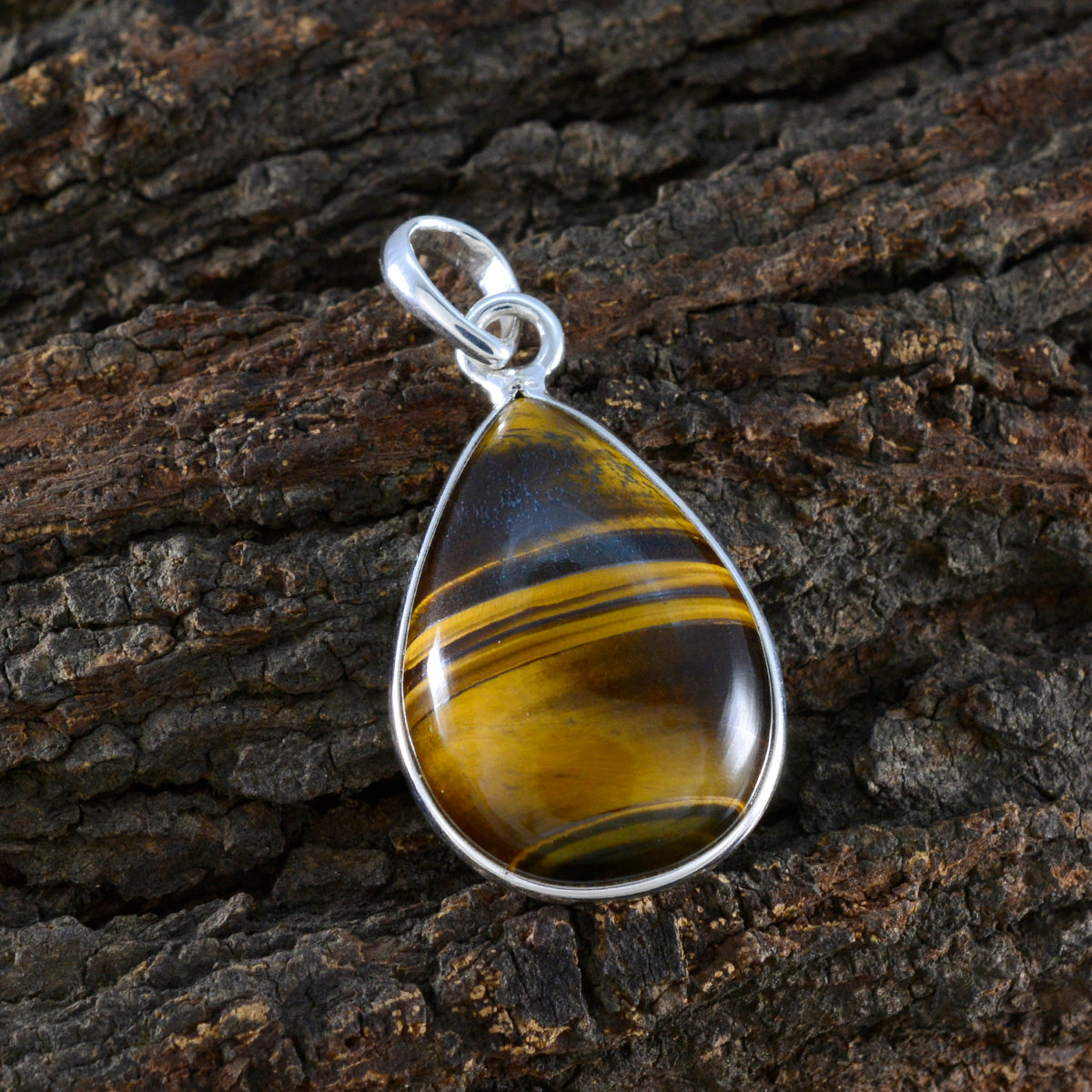 Tiger Eye Essential Egyptian 92.5 Silver Solitaire Bianca Feminine Brown Pendant Jewellery