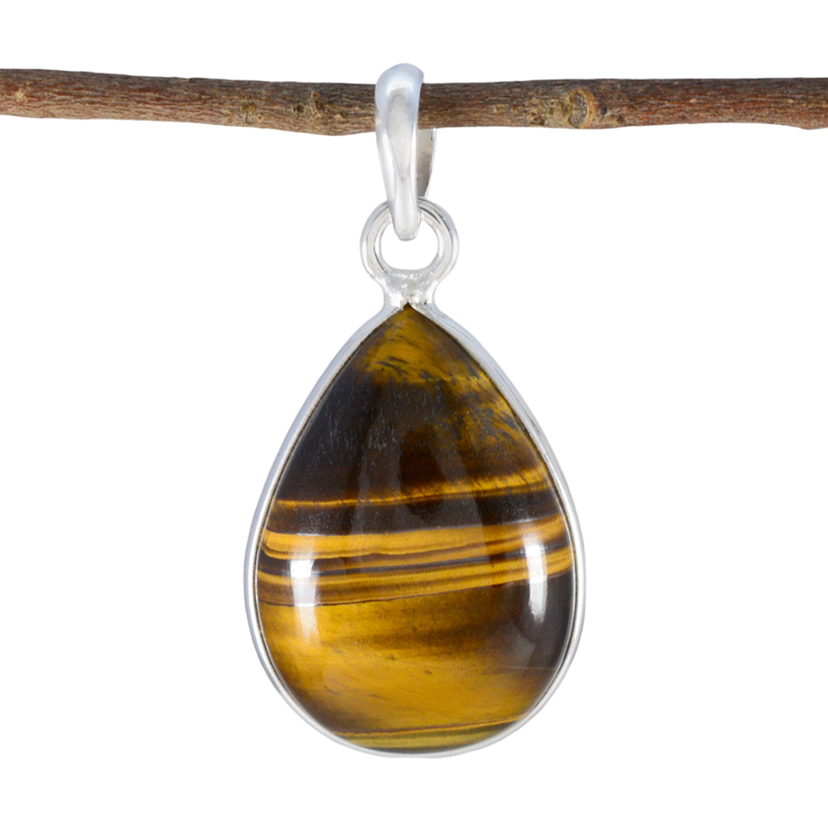 Tiger Eye Essential Egyptian 92.5 Silver Solitaire Brown Pendant Главное изображение товара