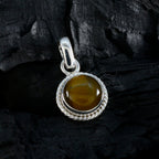 Tiger Eye Whisper-thin Turkish 925 Silver Solitaire Renata Rope-Wire Brown Pendant Jewelry