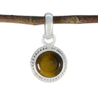 Tiger Eye Whisper-thin Turkish 925 Silver Solitaire Brown Pendant