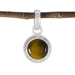 Tiger Eye Whisper-thin Turkish 925 Silver Solitaire Brown Pendant