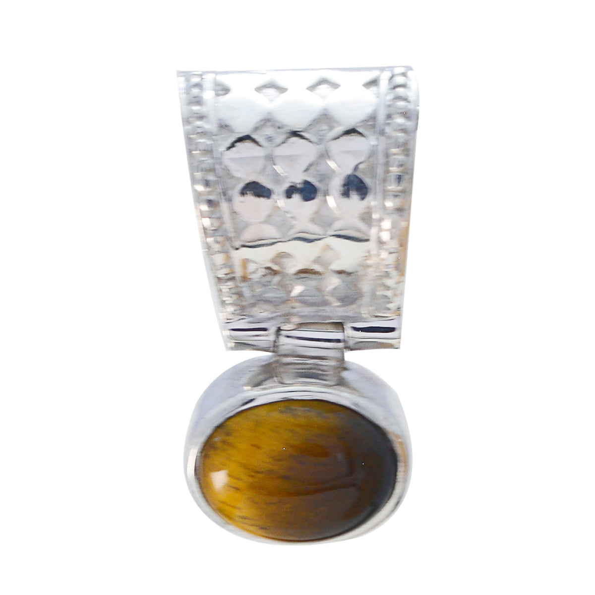 Tiger Eye Delicate Italian Silver Solitaire Brown Pendant