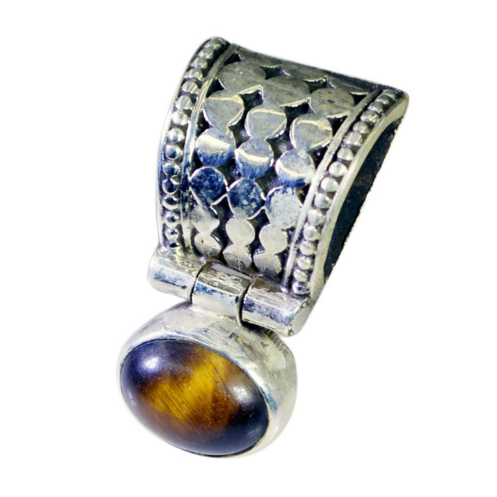 Tiger Eye Delicate Italian Silver Solitaire Bianca Trendy Brown Pendant Jewelry