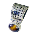 Tiger Eye Delicate Italian Silver Solitaire Bianca Trendy Brown Pendant Jewelry