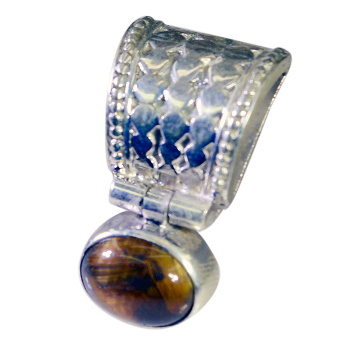 Tiger Eye Delicate Italian Silver Solitaire Bianca Trendy Brown Pendant Jewelry