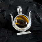 Tiger Eye Dainty Spanish 92.5 Silver Solitaire Luna Modern Brown Pendant Jewellery