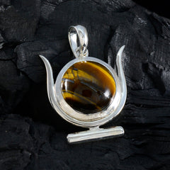 Tiger Eye Dainty Spanish 92.5 Silver Solitaire Luna Modern Brown Pendant Jewellery