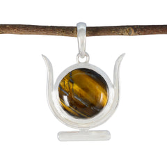 Tiger Eye Dainty Spanish 92.5 Silver Solitaire Brown Pendant