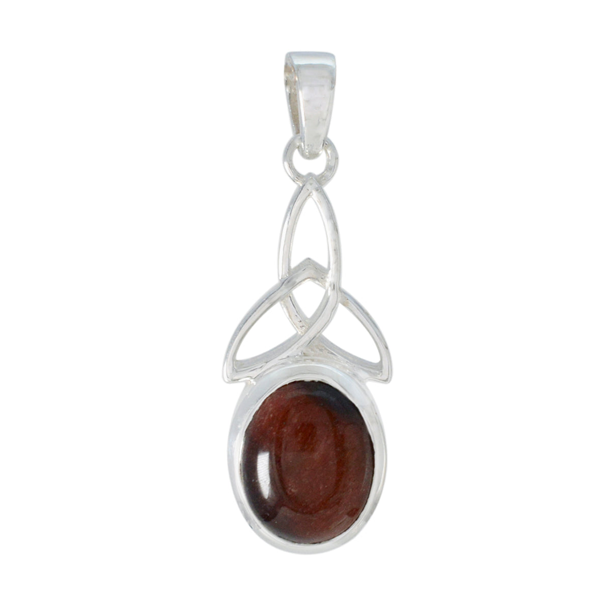 Tiger Eye Delicate Spanish 925 Silver Solitaire Brown Pendant