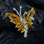 Tiger Eye Statement Turkish 92.5 Silver multiple Lily Sophisticated Brown Pendant Jewellery