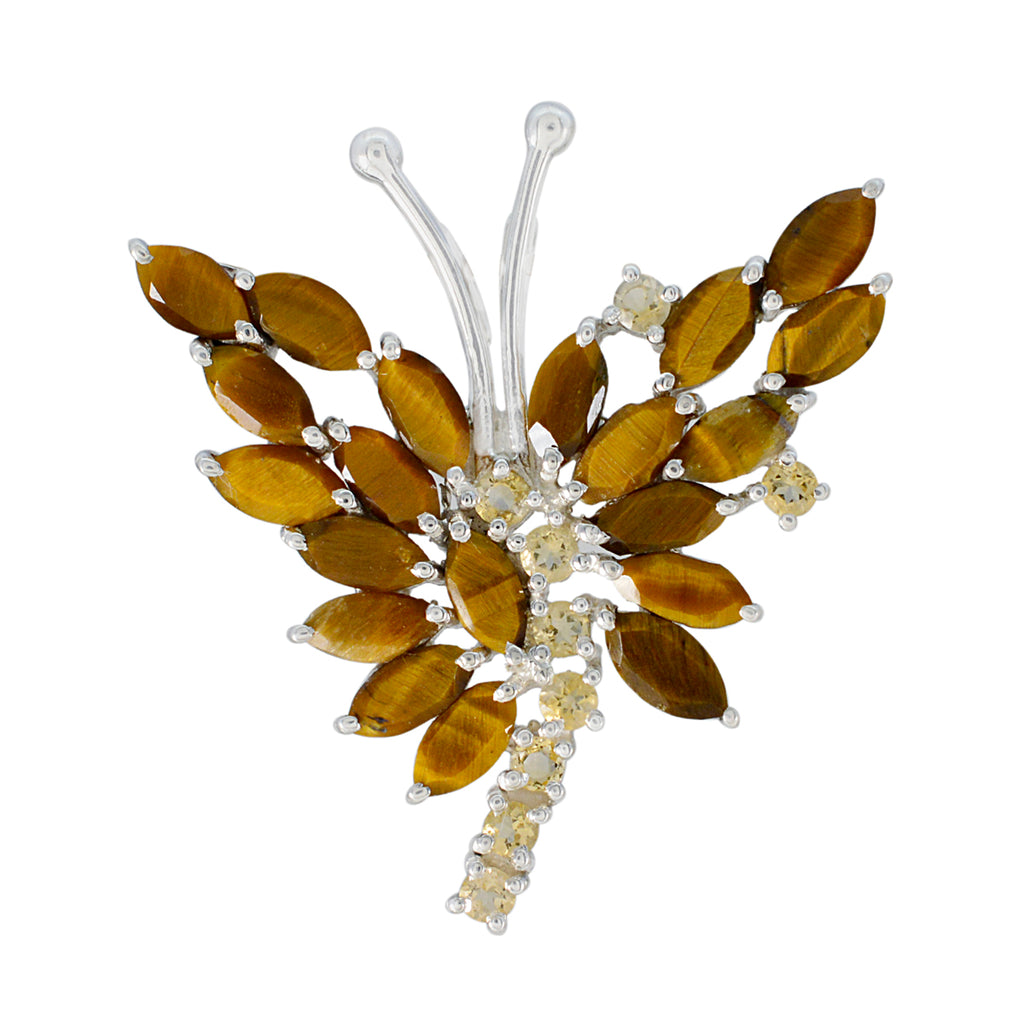 Tiger Eye Statement Turkish 92.5 Silver multiple Brown Pendant