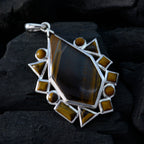 Tiger Eye Statement Moroccan Sterling Silver multiple Constanza Sophisticated Brown Pendant Jewellery