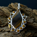 Tiger Eye Statement Moroccan Sterling Silver multiple Constanza Sophisticated Brown Pendant Jewellery