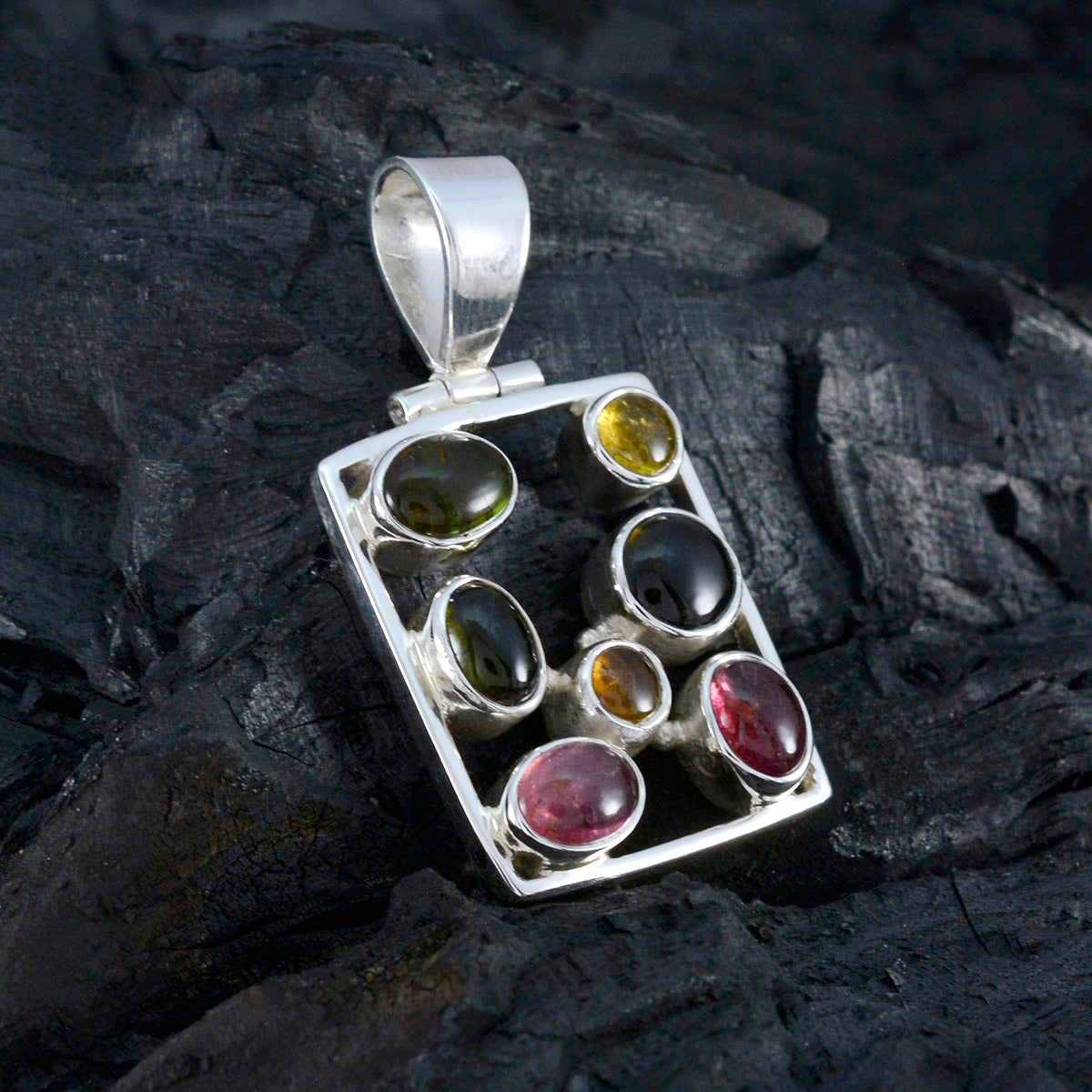 Tourmaline Classic Turkish 925 Silver multiple Violet Sophisticated multicolor Pendant Jewelry