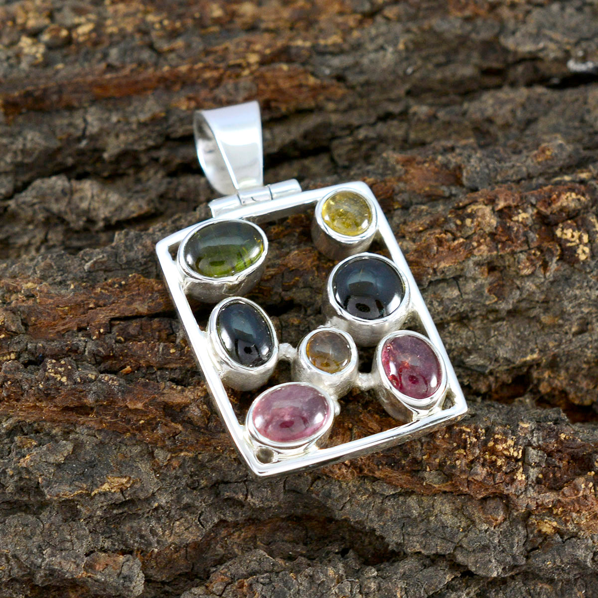 Tourmaline Classic Turkish 925 Silver multiple Violet Sophisticated multicolor Pendant Jewelry