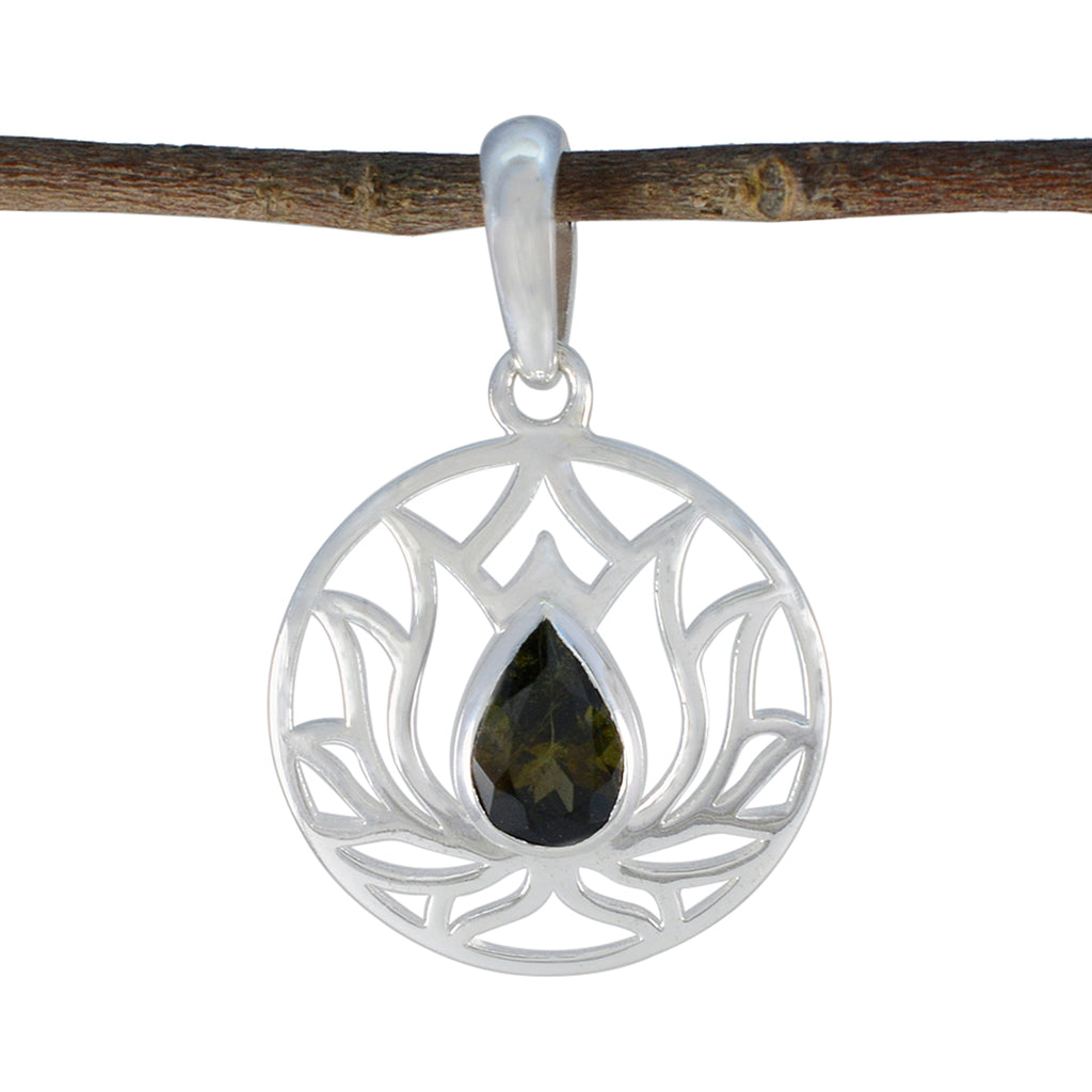 Tourmaline Dainty German Silver Solitaire multicolor Pendant