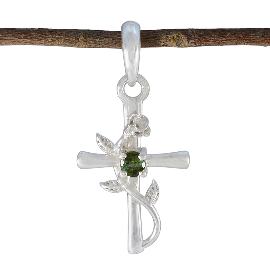 Tourmaline Dainty German Silver Solitaire multicolor Pendant