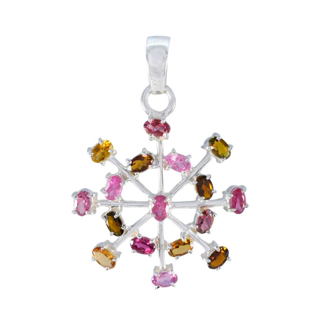 Tourmaline Eye-catching American Silver multiple multicolor Pendant