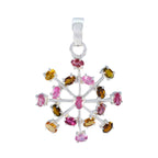 Tourmaline Eye-catching American Silver multiple multicolor Pendant