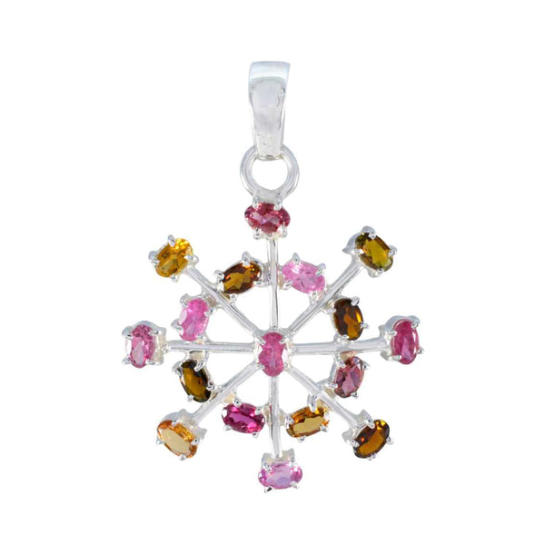 Tourmaline Eye-catching American Silver multiple multicolor Pendant