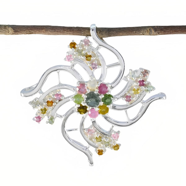 Tourmaline Statement Moroccan 92.5 Silver multiple multicolor Pendant