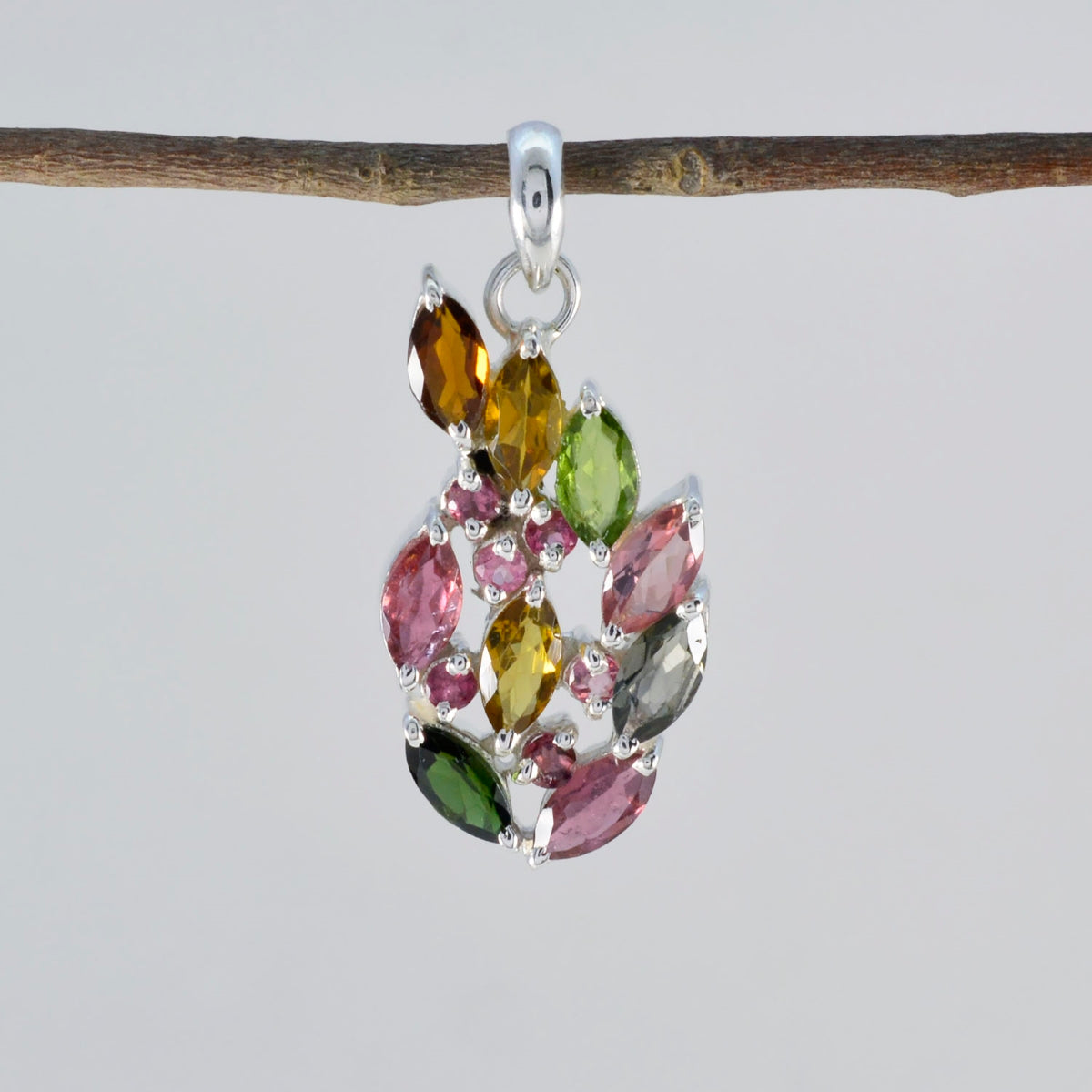 Pendentif Paula Eternity multicolore en argent 925 et tourmaline classique américaine Image secondaire du produit