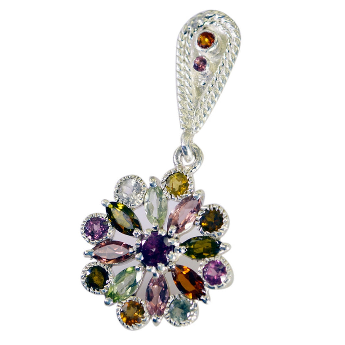 Pendentif en tourmaline multicolore marocaine en argent massif Tereza, bijou luxueux Image secondaire du produit