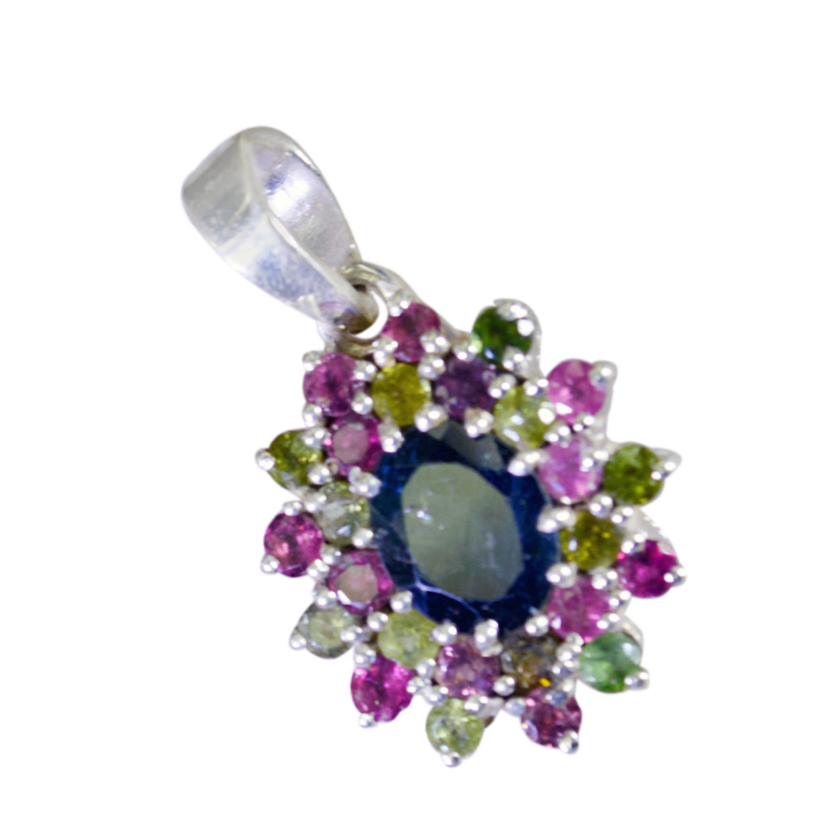 Tourmaline Classic Egyptian Sterling Silver multiple Victoria Glamorous multicolor Pendant Jewellery