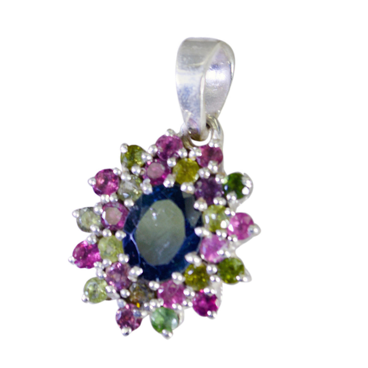 Tourmaline Classic Egyptian Sterling Silver multiple Victoria Glamorous multicolor Pendant Jewellery