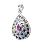 Tourmaline Statement Mexican Silver multiple multicolor Pendant