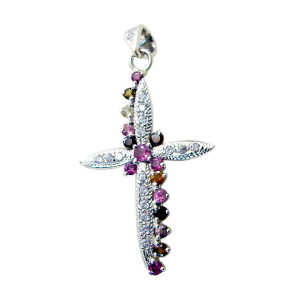 Tourmaline Essential African Silver multiple multicolor Pendant