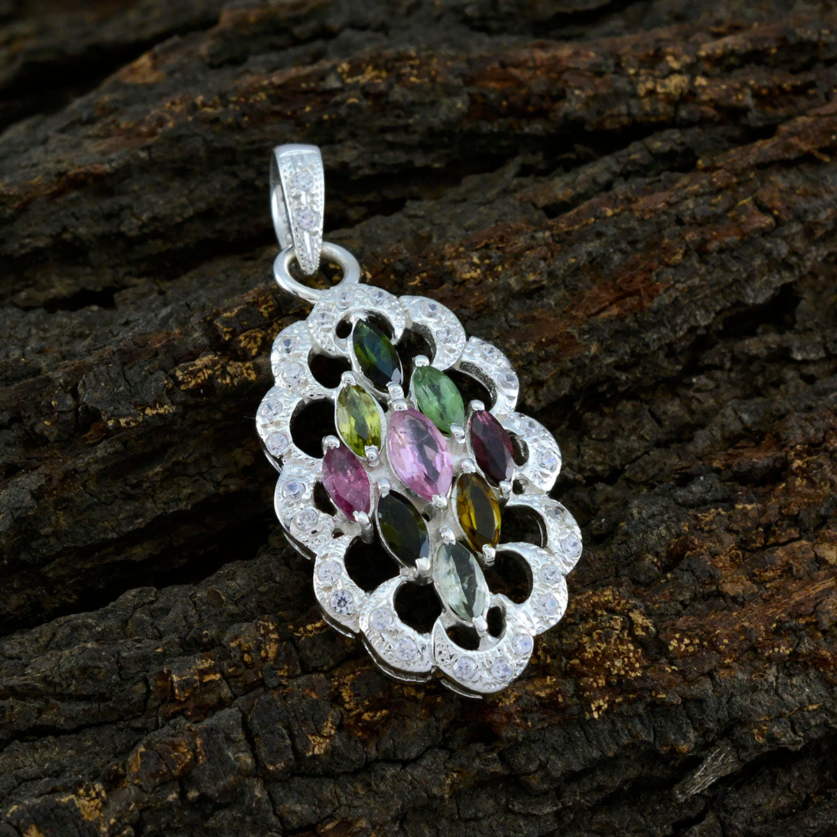 Tourmaline Tiny African Silver multiple Nella Glamorous multicolor Pendant Jewelry