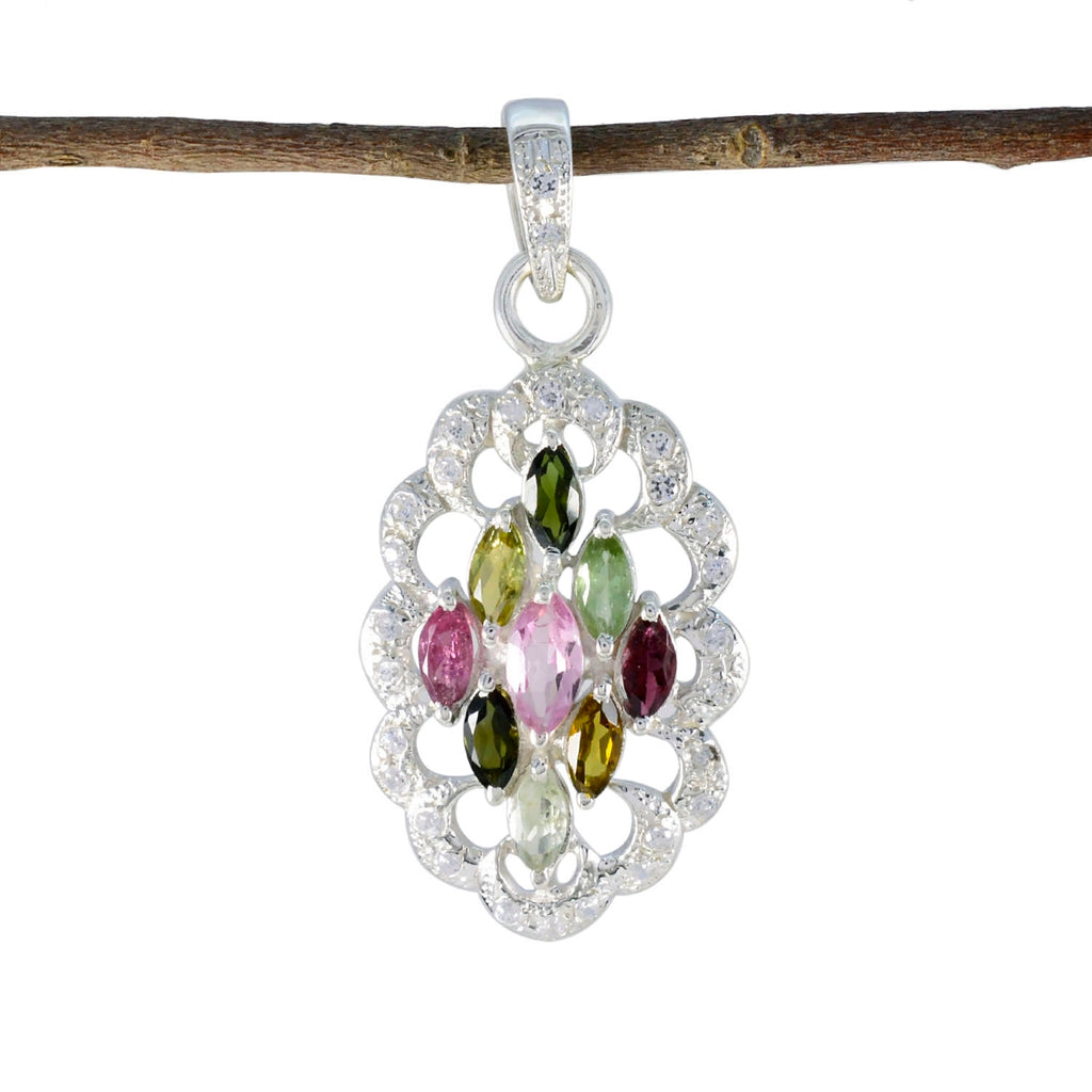 Tourmaline Tiny African Silver multiple multicolor Pendant