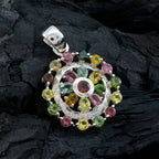 Tourmaline Statement Indian 92.5 Silver multiple Dewi Armor multicolor Pendant Jewellery