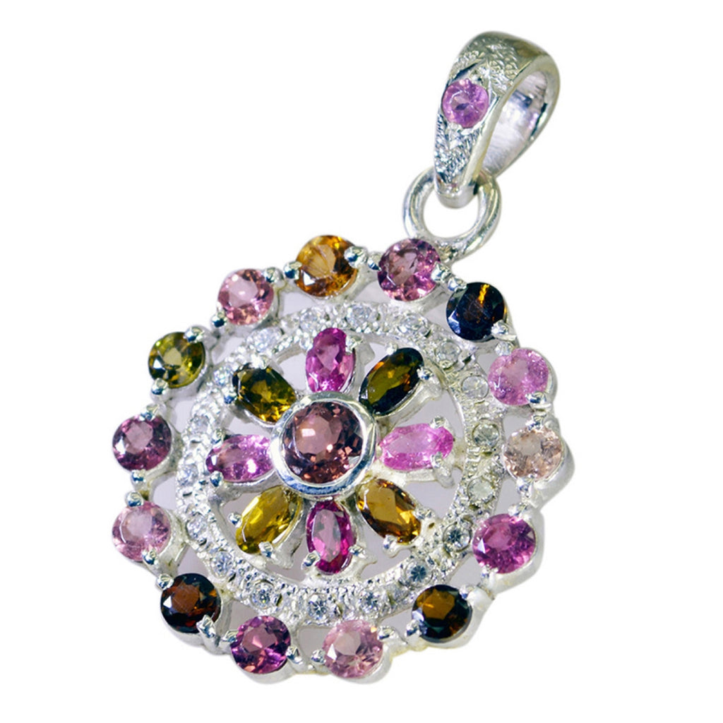 Tourmaline Statement Indian 92.5 Silver multiple Dewi Armor multicolor Pendant Jewellery